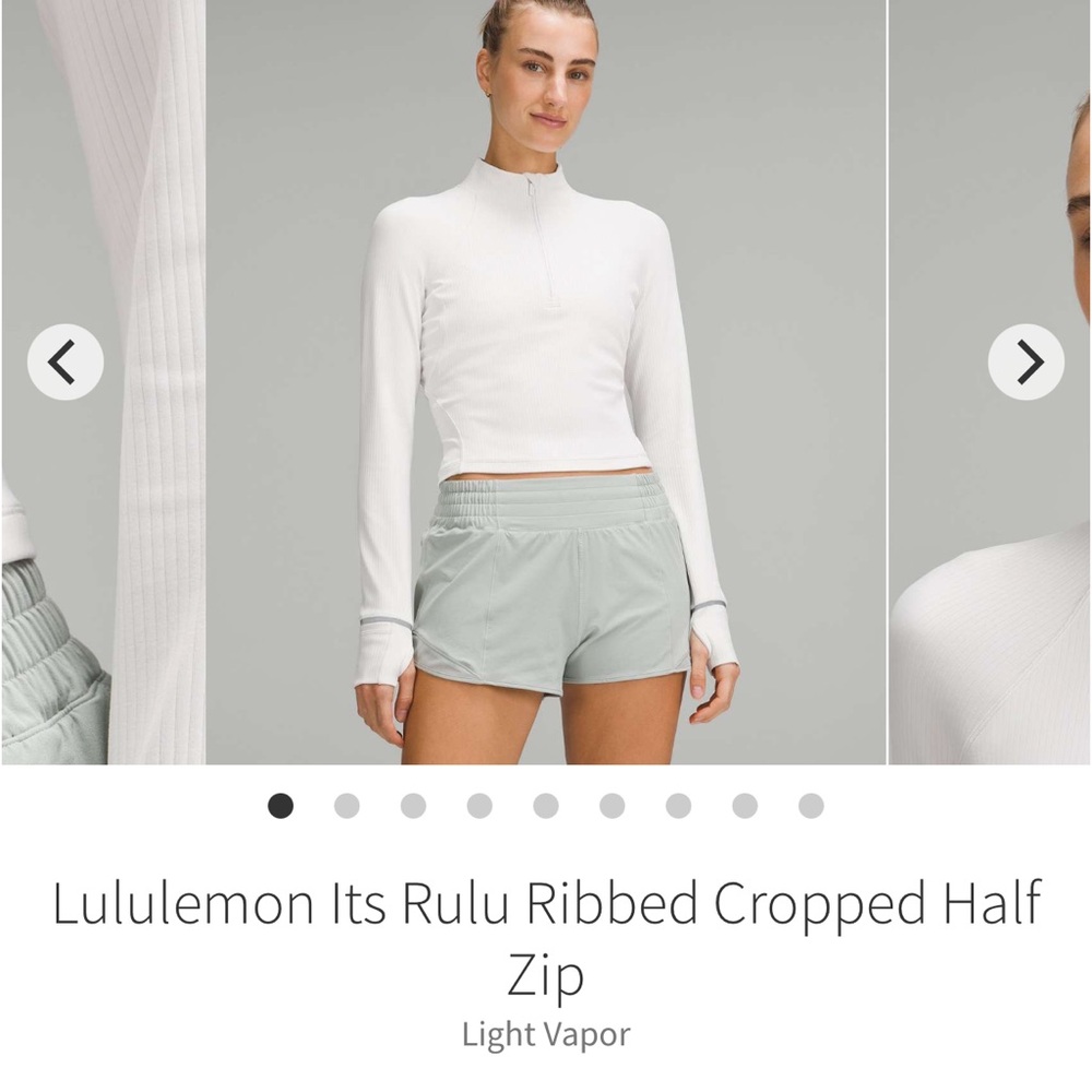 NWT Lululemon Its Rulu Run Cropped Half Zipped Ribbed Light Vapor Sz 2